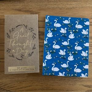 Blue Swan Hardcover Medium Coptic-Bound Journal and Great Thought A Day Notepad